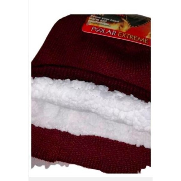Polar Extreme Thermal Beanie Warm Knit Hat Insulated Fleece Lined Cap Red NWT - Picture 2 of 2